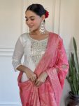 DESIGNER VISCOS CHANDERI SEQUENCE EMBROIDERY WITH REAL MIROR WORK TOP BOTTOM WITH DUPATTA FESTIVE WEAR WHOLESALE PRICE ETHNIC GARMENT (7)