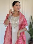 DESIGNER VISCOS CHANDERI SEQUENCE EMBROIDERY WITH REAL MIROR WORK TOP BOTTOM WITH DUPATTA FESTIVE WEAR WHOLESALE PRICE ETHNIC GARMENT (7)