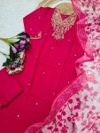 DESIGNER VISCOSE CHANDERI SEQUENCE CODING EMBROIDERY WORK TOP BOTTOM WITH DUPATTA FESTIVE WEAR WHOLESALE PRICE ETHNIC GARMENT (8)