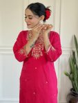 DESIGNER VISCOSE CHANDERI SEQUENCE CODING EMBROIDERY WORK TOP BOTTOM WITH DUPATTA FESTIVE WEAR WHOLESALE PRICE ETHNIC GARMENT (8)