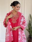 DESIGNER VISCOSE CHANDERI SEQUENCE CODING EMBROIDERY WORK TOP BOTTOM WITH DUPATTA FESTIVE WEAR WHOLESALE PRICE ETHNIC GARMENT (8)