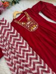 DESIGNER VISCOSE MUSLIN SILK EMBROIDERY WORK GOWN BOTTOM WITH DUPATTA FESTIVE WEAR WHOLESALE PRICE ETHNIC GRMENT (19)