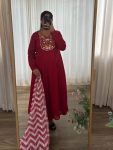 DESIGNER VISCOSE MUSLIN SILK EMBROIDERY WORK GOWN BOTTOM WITH DUPATTA FESTIVE WEAR WHOLESALE PRICE ETHNIC GRMENT (19)