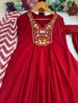 DESIGNER VISCOSE MUSLIN SILK EMBROIDERY WORK GOWN BOTTOM WITH DUPATTA FESTIVE WEAR WHOLESALE PRICE ETHNIC GRMENT (19)