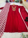 DESIGNER VISCOSE MUSLIN SILK EMBROIDERY WORK GOWN BOTTOM WITH DUPATTA FESTIVE WEAR WHOLESALE PRICE ETHNIC GRMENT (19)