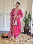 DESIGNER VISCOSE RYON SEQUENCE CODING EMBROIDRY WORK TOP BOTTOM WITH DUPATTA FESTIVE WEAR WHOLESALE PRICE ETHNIC GARMENT (6)