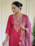 DESIGNER VISCOSE RYON SEQUENCE CODING EMBROIDRY WORK TOP BOTTOM WITH DUPATTA FESTIVE WEAR WHOLESALE PRICE ETHNIC GARMENT (6)