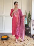 DESIGNER VISCOSE RYON SEQUENCE CODING EMBROIDRY WORK TOP BOTTOM WITH DUPATTA PINK