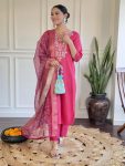 DESIGNER VISCOSE RYON SEQUENCE CODING EMBROIDRY WORK TOP BOTTOM WITH DUPATTA FESTIVE WEAR WHOLESALE PRICE ETHNIC GARMENT (6)