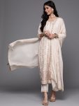 DESIGNER VISCOSE SILK JAQUARD TOP BOTTOM WITH DUPATTA WHITE