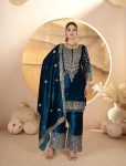 DESIGNER VISCOSE VELVET EMBROIDERY CODING SEQUENCE WORK TOP PALAZZO WOTH DUPATTA FESTIVE WEAR WHOLESALE PRICE ETHNIC GARMENT (26)