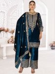 DESIGNER VISCOSE VELVET EMBROIDERY CODING SEQUENCE WORK TOP PALAZZO WOTH DUPATTA FESTIVE WEAR WHOLESALE PRICE ETHNIC GARMENT (26)