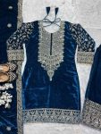 DESIGNER VISCOSE VELVET EMBROIDERY CODING SEQUENCE WORK TOP PALAZZO WOTH DUPATTA FESTIVE WEAR WHOLESALE PRICE ETHNIC GARMENT (26)