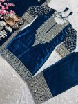 DESIGNER VISCOSE VELVET EMBROIDERY CODING SEQUENCE WORK TOP PALAZZO WOTH DUPATTA FESTIVE WEAR WHOLESALE PRICE ETHNIC GARMENT (26)