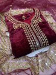 DESIGNER VISCOSE VELVET EMBROIDERY SEQUENCE WORK TOP BOTTOM WITH DUPATTA FESTIVE WEAR WHOLEASLE PRICE ETHNIC GARMENT (5)