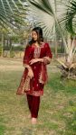 DESIGNER VISCOSE VELVET EMBROIDERY SEQUENCE WORK TOP BOTTOM WITH DUPATTA FESTIVE WEAR WHOLEASLE PRICE ETHNIC GARMENT (5)