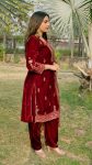 DESIGNER VISCOSE VELVET EMBROIDERY SEQUENCE WORK TOP BOTTOM WITH DUPATTA FESTIVE WEAR WHOLEASLE PRICE ETHNIC GARMENT (5)