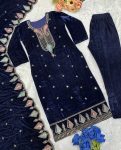 DESIGNER VISCOSE VELVET EMBROIDERY WORK TOPO BOTTOM WITH DUPATTA PARTY WEAR WHOLESALE PRICE ETHNIC GARMENT (3)