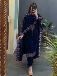 DESIGNER VISCOSE VELVET EMBROIDERY WORK TOPO BOTTOM WITH DUPATTA PARTY WEAR WHOLESALE PRICE ETHNIC GARMENT (3)
