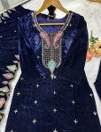 DESIGNER VISCOSE VELVET EMBROIDERY WORK TOPO BOTTOM WITH DUPATTA PARTY WEAR WHOLESALE PRICE ETHNIC GARMENT (3)