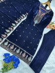 DESIGNER VISCOSE VELVET EMBROIDERY WORK TOPO BOTTOM WITH DUPATTA PARTY WEAR WHOLESALE PRICE ETHNIC GARMENT (3)
