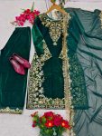 DESIGNER VISCOSE VELVET SEQUENCE EMBROIDERY WORK TOP PALAZZO WITH DUPATTA PARTY WEAR WHOLESALE PRICE ETHNIC GARMENT (2)