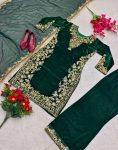 DESIGNER VISCOSE VELVET SEQUENCE EMBROIDERY WORK TOP PALAZZO WITH DUPATTA PARTY WEAR WHOLESALE PRICE ETHNIC GARMENT (2)