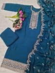 DESIGNER VISHITRA SILK SEQUENCE CODING EMBROIDERY WORK TOP BOTTOM WITH DUPATTA FESTIVE WEAR WHOLESALE PRICE ETHNIC GARMENT (4)