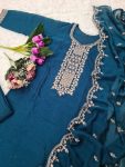 DESIGNER VISHITRA SILK SEQUENCE CODING EMBROIDERY WORK TOP BOTTOM WITH DUPATTA FESTIVE WEAR WHOLESALE PRICE ETHNIC GARMENT (4)