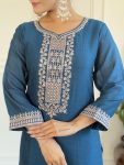 DESIGNER VISHITRA SILK SEQUENCE CODING EMBROIDERY WORK TOP BOTTOM WITH DUPATTA FESTIVE WEAR WHOLESALE PRICE ETHNIC GARMENT (4)