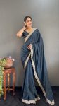 FABULOUS GEORGETTE SILK STONE WITH LACE WORK READY TO WEAR SAREE WITH UNSTITCHED BLOUSE PARTY WEAR WHOLESALE PRICE ETHNIC GARMENT (5)