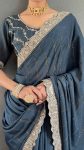 FABULOUS GEORGETTE SILK STONE WITH LACE WORK READY TO WEAR SAREE WITH UNSTITCHED BLOUSE PARTY WEAR WHOLESALE PRICE ETHNIC GARMENT (5)