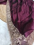 FANCY BURBERRY JIMMY CHOO EMBROIDERY EMBROIDERY DIAMOND WORK SAREE WITH UNSTITCHED BLOUSE PARTY WEAR WHOLESALE PRICE ETHNIC GARMENT (22)