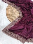 FANCY BURBERRY JIMMY CHOO EMBROIDERY EMBROIDERY DIAMOND WORK SAREE WITH UNSTITCHED BLOUSE PARTY WEAR WHOLESALE PRICE ETHNIC GARMENT (22)