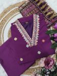 FANCY CHANDERI SILK EMBROIDERY WORK TOP BOTTOM WITH DUPATTA PARTY WEAR WHOLESALE PRICE ETHNIC GARMENT (8)