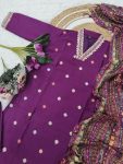 FANCY CHANDERI SILK EMBROIDERY WORK TOP BOTTOM WITH DUPATTA PARTY WEAR WHOLESALE PRICE ETHNIC GARMENT (8)