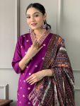 FANCY CHANDERI SILK EMBROIDERY WORK TOP BOTTOM WITH DUPATTA PARTY WEAR WHOLESALE PRICE ETHNIC GARMENT (8)