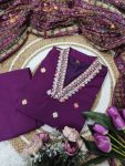 FANCY CHANDERI SILK EMBROIDERY WORK TOP BOTTOM WITH DUPATTA PARTY WEAR WHOLESALE PRICE ETHNIC GARMENT (8)