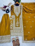 FANCY CHINON EMBROIDERY CODING DORI SEQUENCE WORK TOP PALAZZO WITH DUPATTA PARTY WEAR WHOLESALE PRICE ETHNIC GARMENT (5)