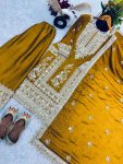 FANCY CHINON EMBROIDERY CODING DORI SEQUENCE WORK TOP PALAZZO WITH DUPATTA PARTY WEAR WHOLESALE PRICE ETHNIC GARMENT (5)