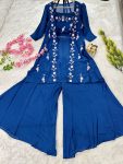 FANCY CHINON EMBROIDERY SEQUENCE WORK BLOUSE PALAZZO WITH SHRUG PARTY WEAR WHOLESALE PRICE ETHNIC GARMENT (5)