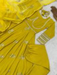 FANCY CHINON EMBROIDERY SEQUENCE WORK GOWN BOTTOM WITH DUPATTA PARTY WEAR WHOLESALE PRICE ETHNIC GARMENT (3)