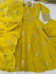 FANCY CHINON EMBROIDERY SEQUENCE WORK GOWN BOTTOM WITH DUPATTA PARTY WEAR WHOLESALE PRICE ETHNIC GARMENT (3)