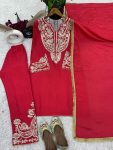 FANCY CHINON EMBROIDERY SEQUENCE WORK TOP BOTTOM WITH DUPATTA PARTY WEAR WHOLESALE PRICE ETHNIC GARMENT (3)