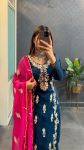 FANCY CHINON EMBROIDERY SEQUENCE WORK TOP BOTTOM WITH DUPATTA PARTY WEAR WHOLESALE PRICE ETHNIC GARMENT (11)