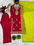 FANCY CHINON EMBROIDERY SEQUENCE WORK TOP BOTTOM WITH DUPATTA PARTY WEAR WHOLESALE PRICE ETHNIC GARMENT (4)