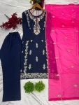 FANCY CHINON EMBROIDERY SEQUENCE WORK TOP BOTTOM WITH DUPATTA PARTY WEAR WHOLESALE PRICE ETHNIC GARMENT (11)