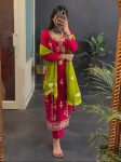 FANCY CHINON EMBROIDERY SEQUENCE WORK TOP BOTTOM WITH DUPATTA PARTY WEAR WHOLESALE PRICE ETHNIC GARMENT (4)