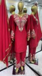 FANCY CHINON EMBROIDERY SEQUENCE WORK TOP BOTTOM WITH DUPATTA PARTY WEAR WHOLESALE PRICE ETHNIC GARMENT (3)