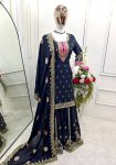 FANCY CHINON EMBROIDERY SEQUENCE WORK TOP PALAZZO WITH DUPATTA BLACK